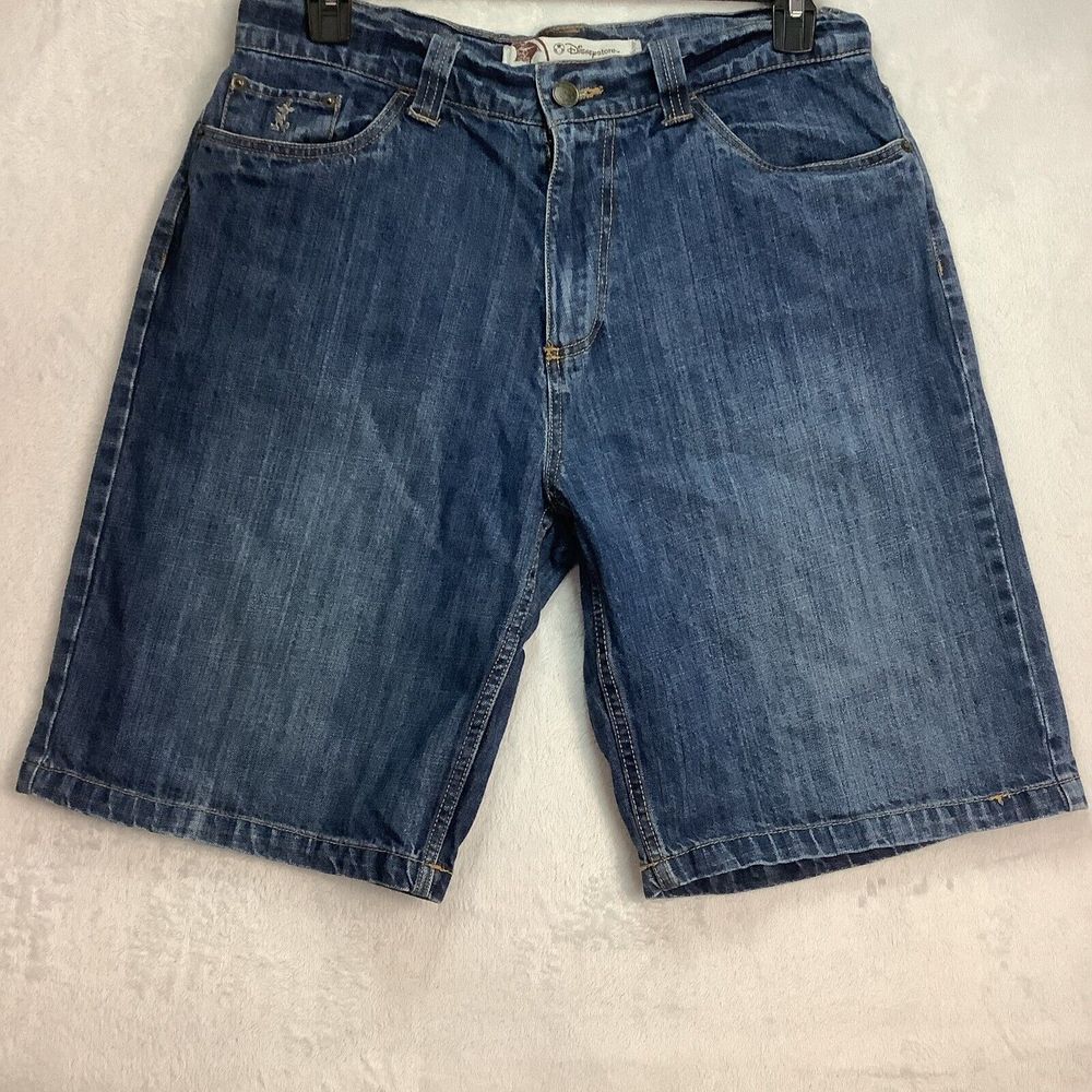 The Disney Store Mens Denim Shorts Size  34 Blue Mickey Embroidery Bermuda